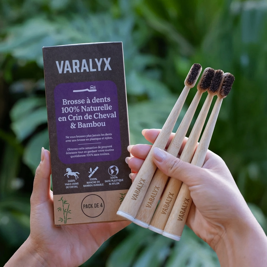 Brosse à dents en crin de cheval naturelle VARALYX manche bambou