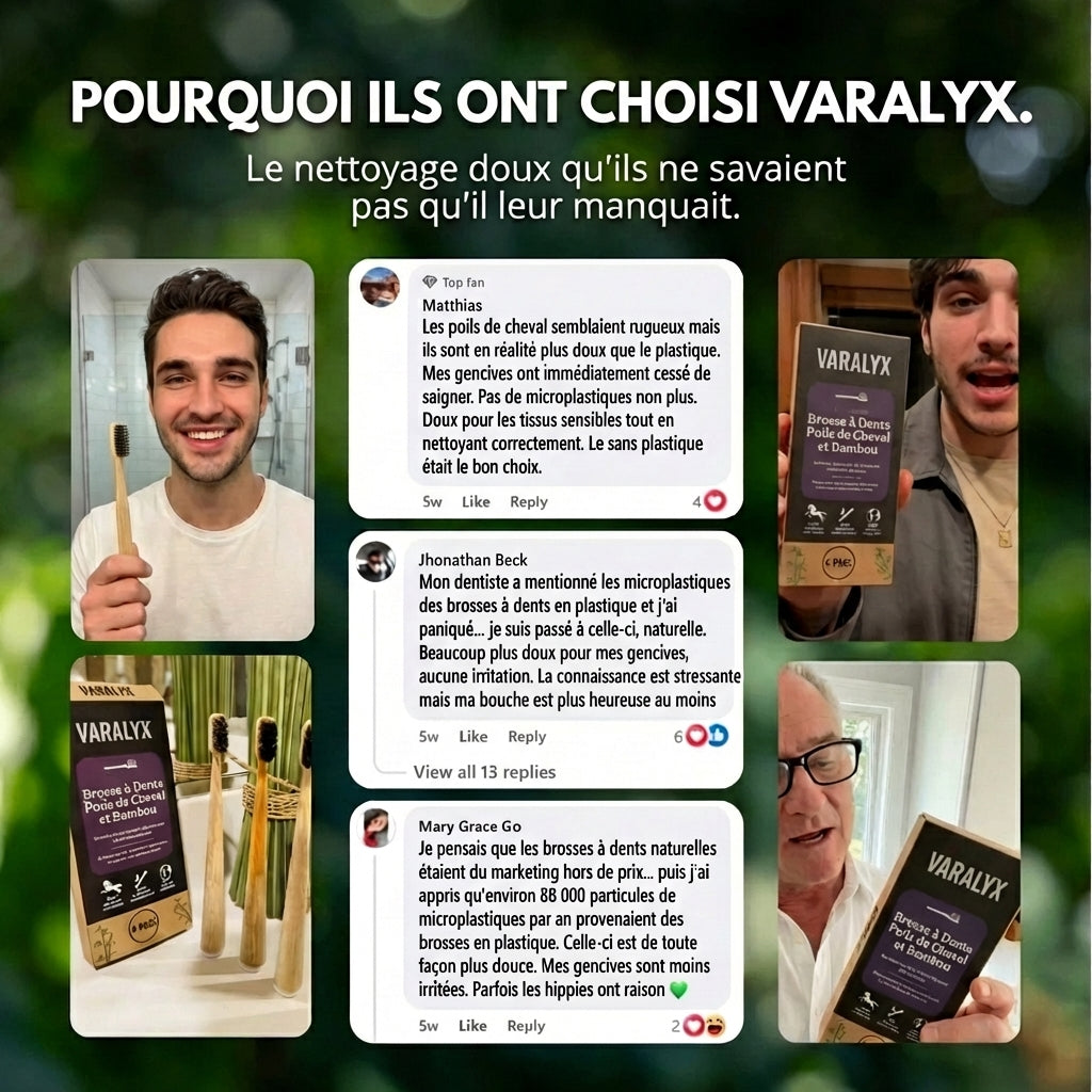 Brosse à dents en crin de cheval naturelle VARALYX manche bambou